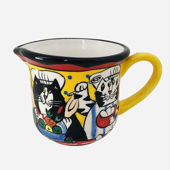 Catzilla Cat Creamer Candace Reiter Ceramic Colorful Tabby Kitty Chefs - Picture 4 of 8